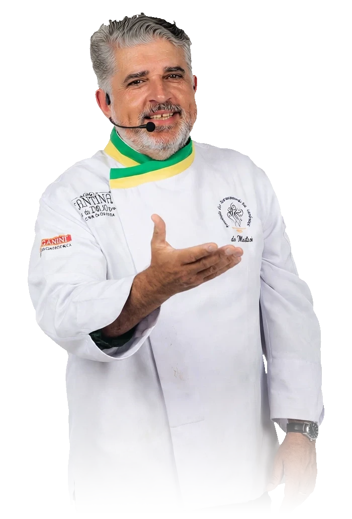 Délio apresentando a aula show de massas